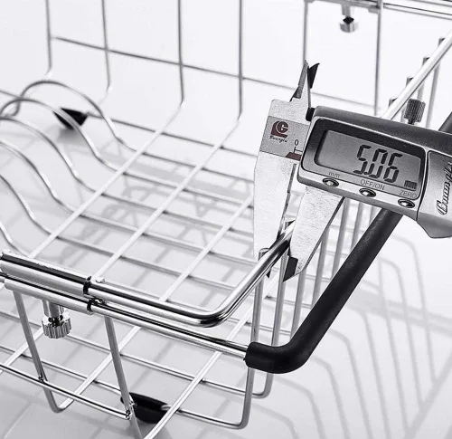 Vista 3 de AANAN Ayha - Escurridor rectangular cromado, escurridor de platos expandible, escurridor de platos en el fregadero o en el mostrador con soporte