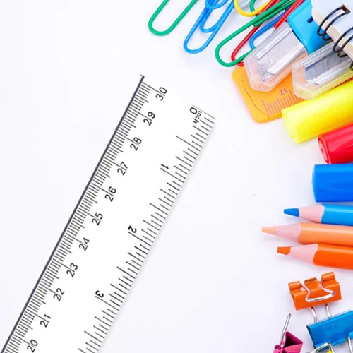 Vista 3 de Paquete de 30 reglas de plástico transparente de 12 pulgadas, regla flexible recta con pulgadas y métricas para la escuela, aula, oficina