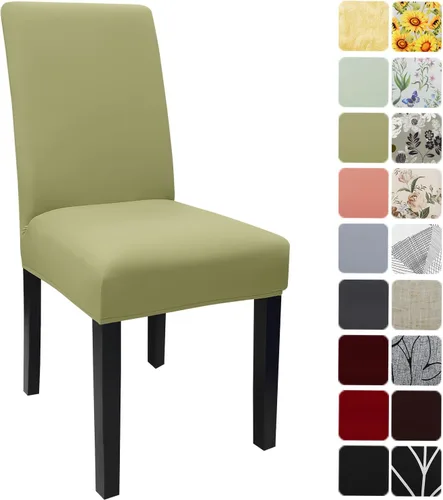 Vista 23 de Fundas para sillas de comedor, juego de 2 fundas, con patrón elástico Parsons, de elastano, extraíbles y lavables, protector para sillas de cocina