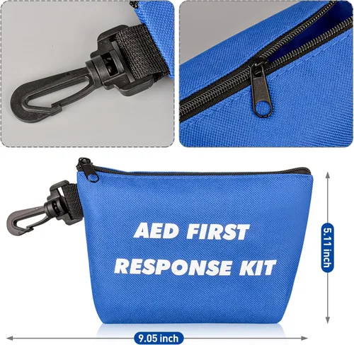 Vista 5 de Kit de primeros auxilios AED con máscara de rescate de RCP, maquinilla de afeitar desechable, tijeras de trauma EMT, guantes, almohadillas de gasa