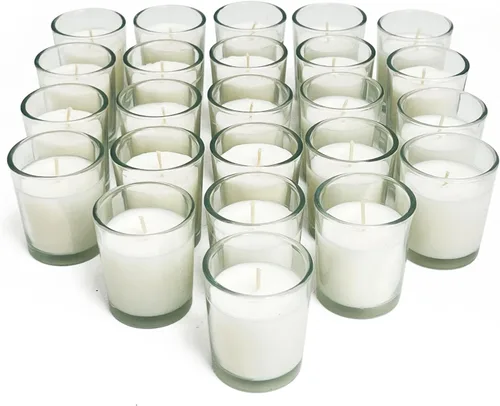Vista 10 de Simply Soson Velas votivas de marfil, paquete a granel de 24, sin perfume, 10 horas de tiempo de combustión, perfectas para bodas, cumpleaños