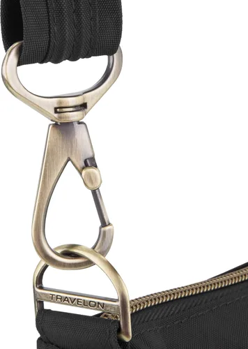 Vista 6 de Travelon Bandolera antirrobo con 3 compartimentos, Negro -, Antiguo, clásico