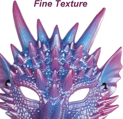 Vista 5 de KIHOARL Máscara de espuma de dragón 3D de Halloween, criatura mítica para disfraz de cosplay, color azul y morado