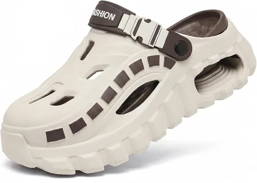 Vista 8 de Non-Slip Waterproof Clogs for Men Women, Breathable Tire-Inspired Platform Sandals with Convertible Strap, Summer Beach Shower & Garden Slippers
