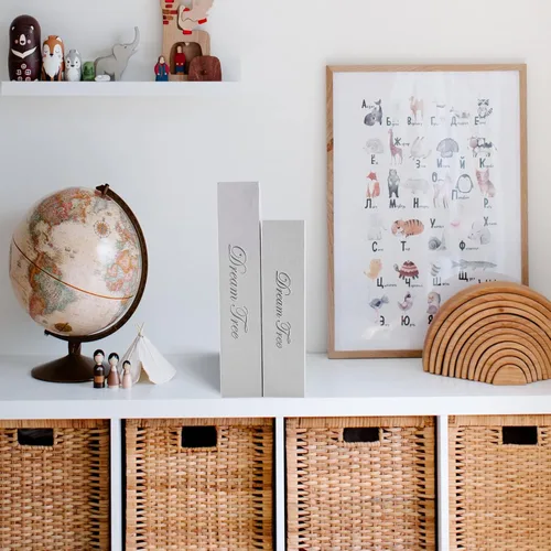 Vista 2 de Cajas decorativas para libros: libros falsos para mesas de café y estanterías, juego de 2 cajas de almacenamiento de moda (árbol de sueño)