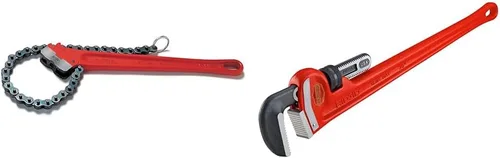 Vista 9 de RIDGID 31330 Llave de cadena de 4-1/2 pulgadas 31100 Paquete de llaves de tubo recto de aluminio de 18 pulgadas