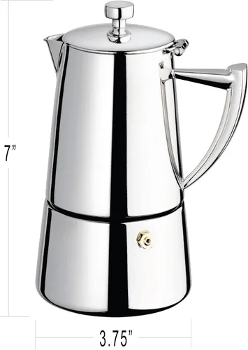 Vista 11 de Cuisinox Roma - Olla de espresso Moka de acero inoxidable para estufa de 4 tazas