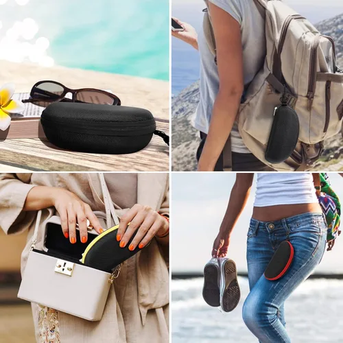 Vista 7 de Paquete de 3 fundas de gafas de sol portátil con cremallera de viaje con paño de limpieza