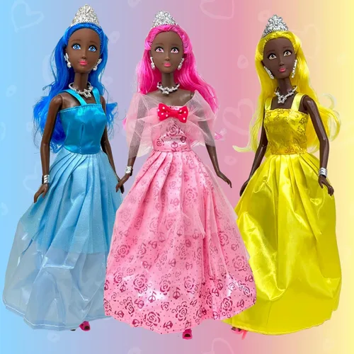 Vista 3 de Juego de muñecas de princesa para niñas, 3 muñecas pequeñas para casa de muñecas de cuento de hadas Muñecas de princesa de 11.5 pulgadas