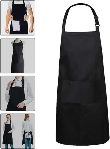 Vista 6 de UPKOCH 2pcs Black Kitchen Aprons for Men and Women, Multi-functional Cooking and Bbq Work Apron with Adjustable Straps, 70x75cm Food Service