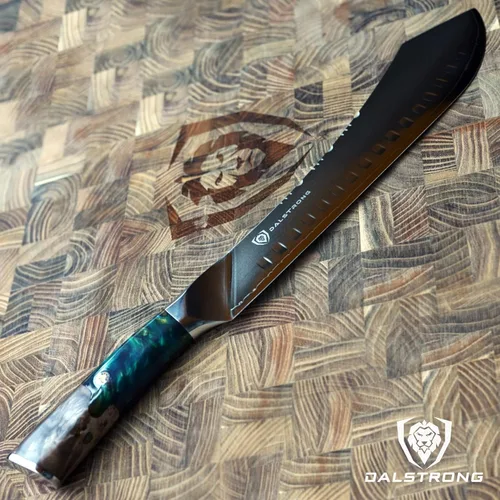 Vista 8 de Dalstrong Cuchillo de carnicero Bull-Nose – 10 pulgadas – Serie Valhalla – Cuchillo de cocina de acero 9CR18MOV HC – Mango de resina celestial