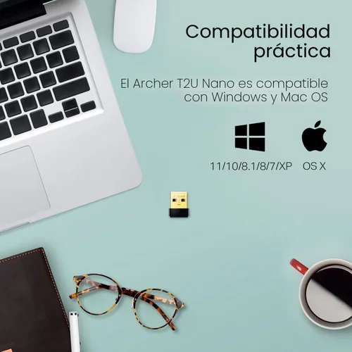 Vista 4 de TP-Link Adaptador WiFi USB Nano AC600 (Archer T2U Nano)- Transceptor de red inalámbrica de doble banda 2.4G/5G para PC de escritorio
