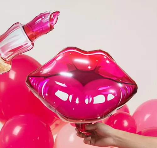 Vista 6 de Kit de arco de guirnalda de globos rosa y rojo, 108 piezas con globos de labios de estrella de aluminio para niñas, mujeres, cumpleaños, día