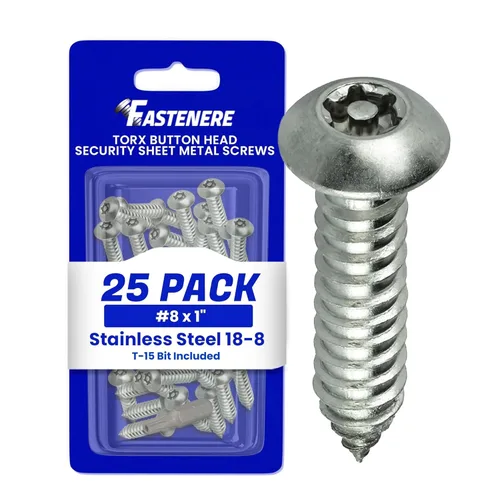 Vista 11 de Fastenere Torx - Tornillos de chapa de seguridad #6 x 1-1/2 pulgadas (paquete de 25) con cabeza de botón, resistentes a manipulaciones, tornillos