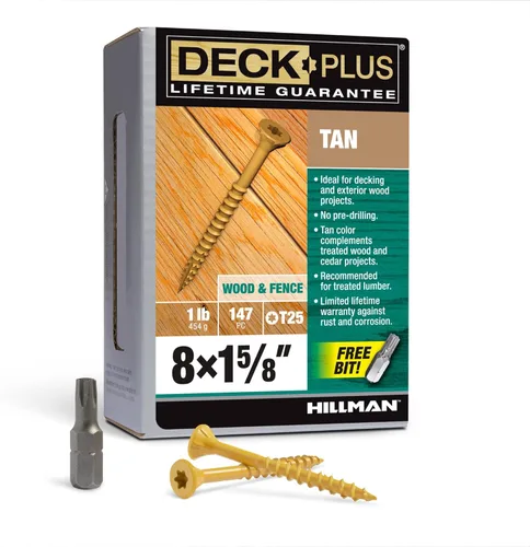 Vista 79 de Deck Plus Tornillos para valla y madera exterior con revestimiento epoxi de 2 pulgadas #8 x 2 Torx/Star Drive Incluido, rosca gruesa, tornillo Rojo