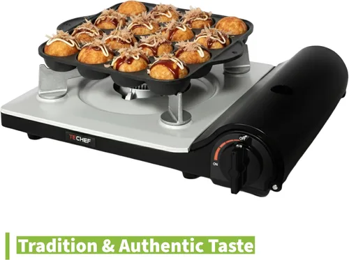 Vista 4 de CookKing - Sartén antiadherente TAKOYAKI para parrilla/placa de cocción, fabricada en Corea