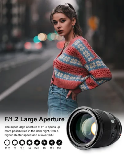 Vista 3 de VILTROX Lente EF de 2.953 in f1.2 F1.2 PRO EF para Sony E-Mount Ultra Gran Angular APS-C Auto Focus Prime Lens Compatible con cámaras Sony E-Mount