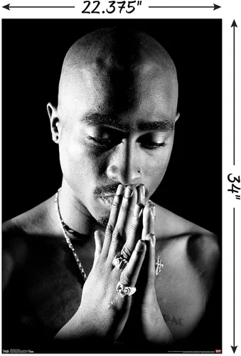Vista 4 de Trends International Tupac - Póster de pared rezando, 14.725 x 22.375 pulgadas, versión enmarcada de madera de granero