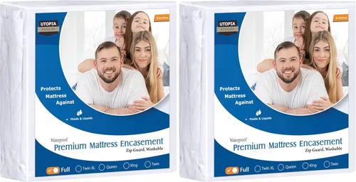 Vista 50 de Utopia Bedding Funda de colchón impermeable de alta calidad, protector de colchón individual con cremallera, 6 pulgadas de profundidad, a prueba