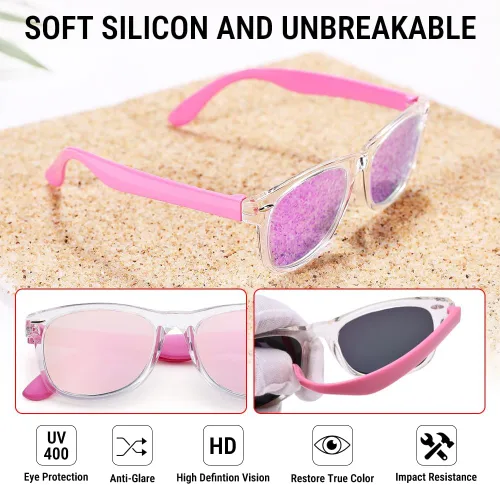 Vista 4 de Pro Acme Kids Polarized Sunglasses, Flexible TPEE Frame Shades for Toddler Girls Boys, Ages 3-12