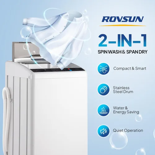 Vista 7 de ROVSUN Juego de secadora de ropa de 2.6 pies cúbicos y lavadora completamente automática de 25 libras, juego combinado de lavadora y secadora