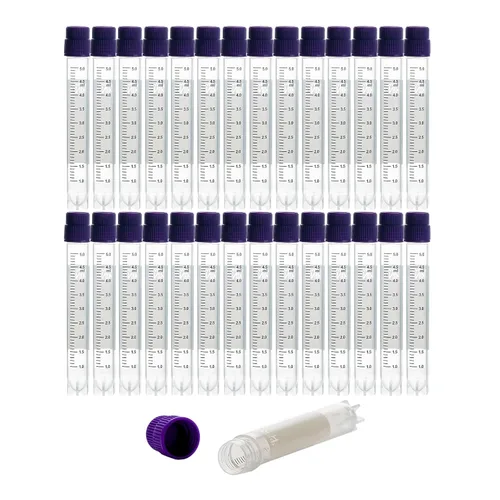Vista 11 de Tubos de viales criogénicos de PP de 0.1 fl oz, rosca externa, sin código de barras, viales de plástico estériles con tapa de sellado estupenda