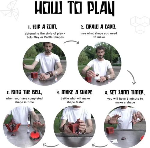 Vista 4 de Juego de rompecabezas magnético de formas de batalla Shashibo – Juega solo o con un amigo - Desafiante juego de caja cambiante de formas