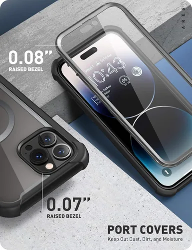 Vista 6 de i-Blason Ares - Funda para iPhone 14 Pro Max [protector de pantalla integrado] [protección de grado militar] Funda transparente delgada de cuerpo