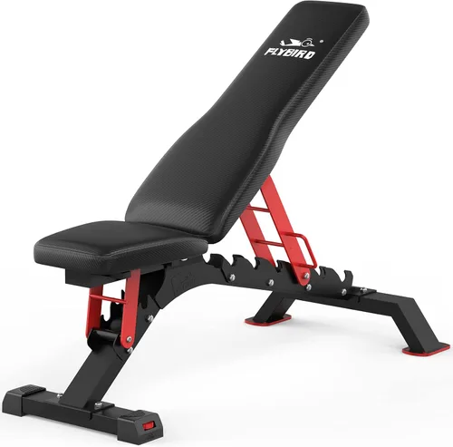 FLYBIRD Banco de pesas WB7, banco de pesas ajustable de grado comercial, banco de entrenamiento de 1300 libras para gimnasio en casa, banco