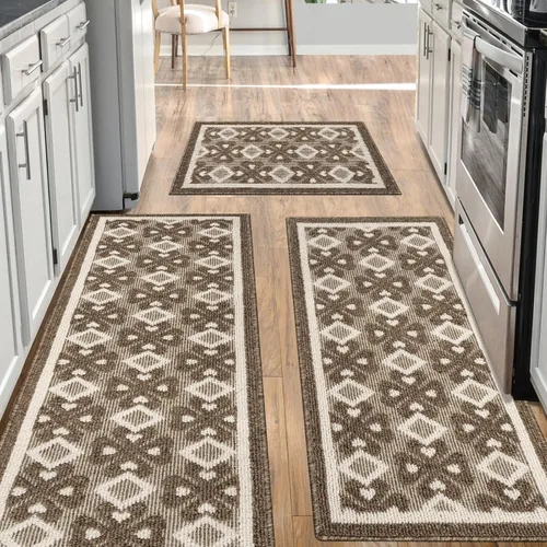 Juego de 3 alfombras de cocina antideslizantes para piso, alfombra de cocina súper absorbente, tapetes de cocina lavables para cocina, baño, piso,