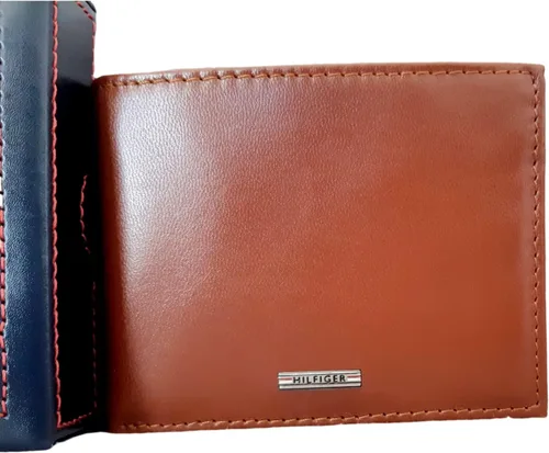 Vista 3 de Tommy Hilfiger Men's Genuine Leather RFID Protection Wallet, Tan, Taille unique, Classic