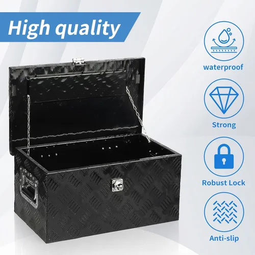 Vista 3 de Caja de aluminio para camión de 20 pulgadas, caja de herramientas de cama de camión resistente, caja de herramientas impermeable para remolque