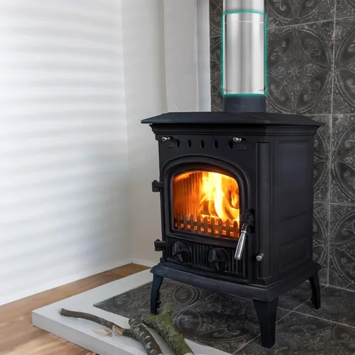 Vista 7 de DuraVent DuraBlack - Conector de tubo de estufa de leña de una sola pared de acero inoxidable de 24 x 6 pulgadas con longitud ajustable
