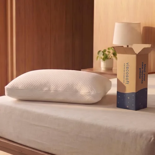 ViscoSoft Almohada de espuma viscoelástica ajustable, tamaño estándar, paquete de 1, diseño de refuerzo expandible para firmeza personalizada, funda