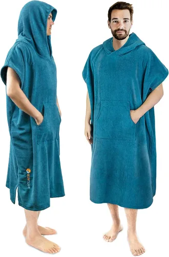Vista 16 de SUN CUBE Poncho de surf cambiador con capucha Toalla de microfibra absorbente de secado rápido con bolsillo para surfear, hombres y mujeres