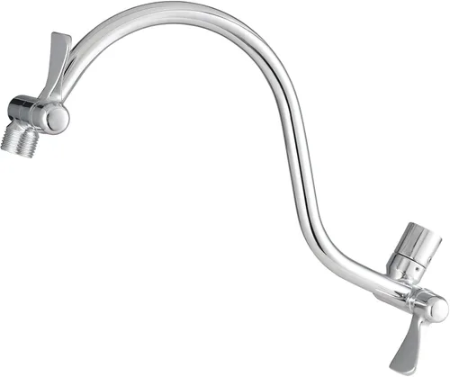Vista 9 de Voolan Brazo de extensión de cabezal de ducha de metal, brazo de ducha ajustable de latón macizo curvado de 14 pulgadas, tubo de conexión universal