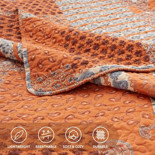 Vista 6 de LEAONME Juego de edredón de 3 piezas tamaño matrimonial/queen, juego de ropa de cama ligero de microfibra para todas las estaciones