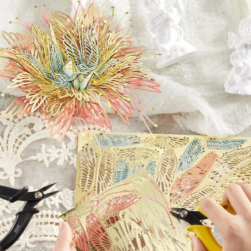 Vista 2 de Piececool Kits de modelos de metal 3D, serie de 12 constelaciones - Grúas de deseos Géminis, kits de construcción de modelos de metal, kits