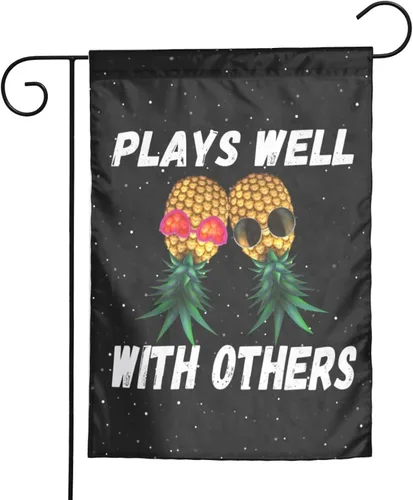 Vista 10 de Bandera de jardín con texto en inglés "If you Know Upside Down Pineapple Funny Swinger" de 12 x 18 pulgadas, pancarta de doble cara para decoración