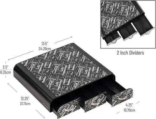 Vista 3 de Mind Reader Organizador 'Anchor' de triple cajón para cápsulas Dolce Gusto, CBTL, soporte para cápsulas de café de una sola porción