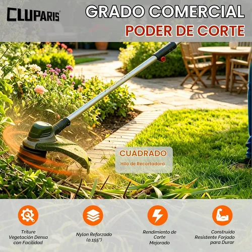 Vista 3 de Cluparis Línea de recortadora cuadrada resistente de 3 libras, línea de recortadora de hilo comercial de 0.155 pulgadas x 292 pies en carrete