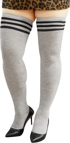 Vista 3 de DRESHOW Plus Size Thigh High Socks Striped Over Knee Long Boot Stockings Knee High Tube Socks Leg Warmers for Women