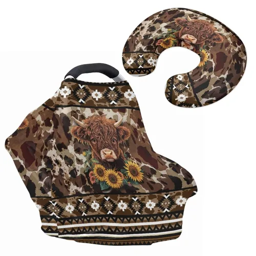 Vista 10 de Toldo de leopardo azteca bohemio para asiento de automóvil, para bebés, elegante funda de almohada de lactancia y lactancia transpirable, se adapta