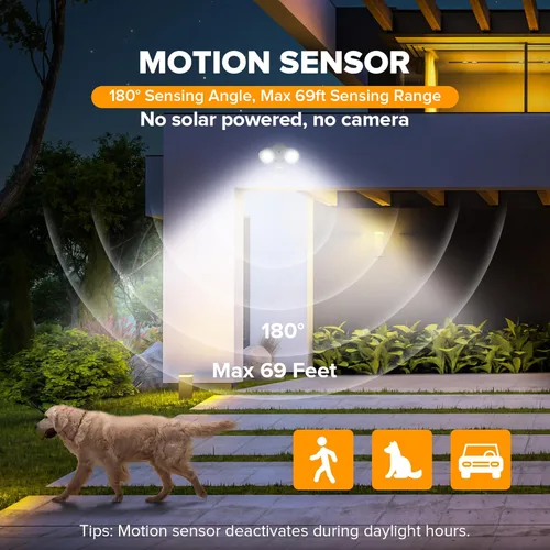 Vista 3 de LUTEC Luces de Seguridad LED de 32W 3500 Lúmenes con Sensor de Movimiento para Exteriores, 5000K Luz de Día, IP65 Resistente al Agua, del Atardecer