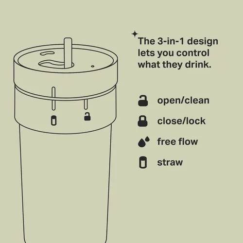 Vista 2 de Tommee Tippee Vaso convertible aislado 3 en 1, 59.1 ft+, 10 onzas, paquete de 1, taza multiusos antiderrames para niños pequeños, verde azulado, a
