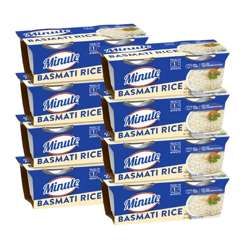Minute Arroz basmati listo para servir, tazas de arroz para microondas, tazas de 8.8 onzas (paquete de 8)