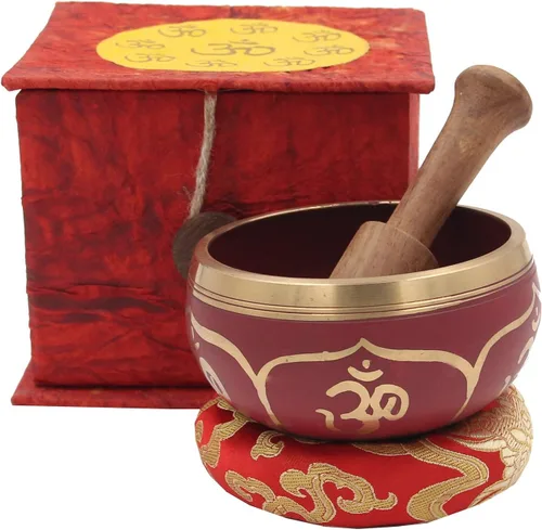 Vista 6 de DharmaObjects® Juego de regalo de caja de cojín de mazo azul tibetano para meditación OM (verde)