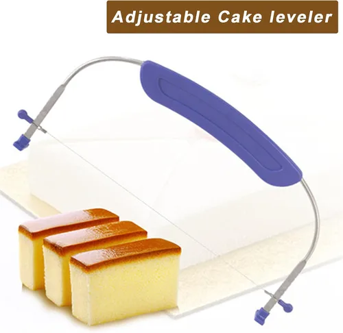 Vista 2 de WAFJAMF Cortador nivelador de pasteles ajustable, cortador profesional de pasteles con cables de acero inoxidable y mango para nivelar la parte
