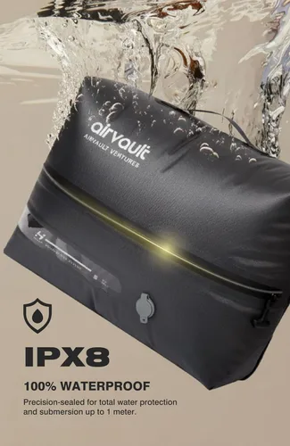 Vista 7 de AirVault - Bolsa de viaje reutilizable de compresión al vacío para maleta y mochila, reciclada, IP67, impermeable, ahorradora de espacio