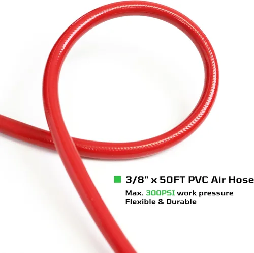Vista 4 de DYNAMIC POWER Manguera de compresor de aire de PVC de 3/8 pulgadas x 50 pies con kit de accesorios para compresor de aire de 10 piezas